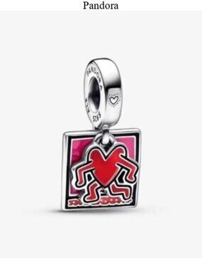 Pandora Keith Haringa x Pandora Walking Heart Double Dangle Charm